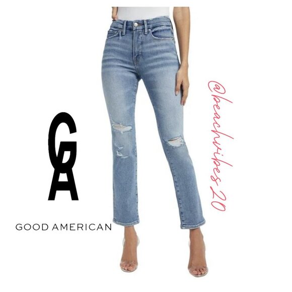 *GOOD AMERICAN Good Legs Indigo Straight Jean O-28 - Picture 1 of 12